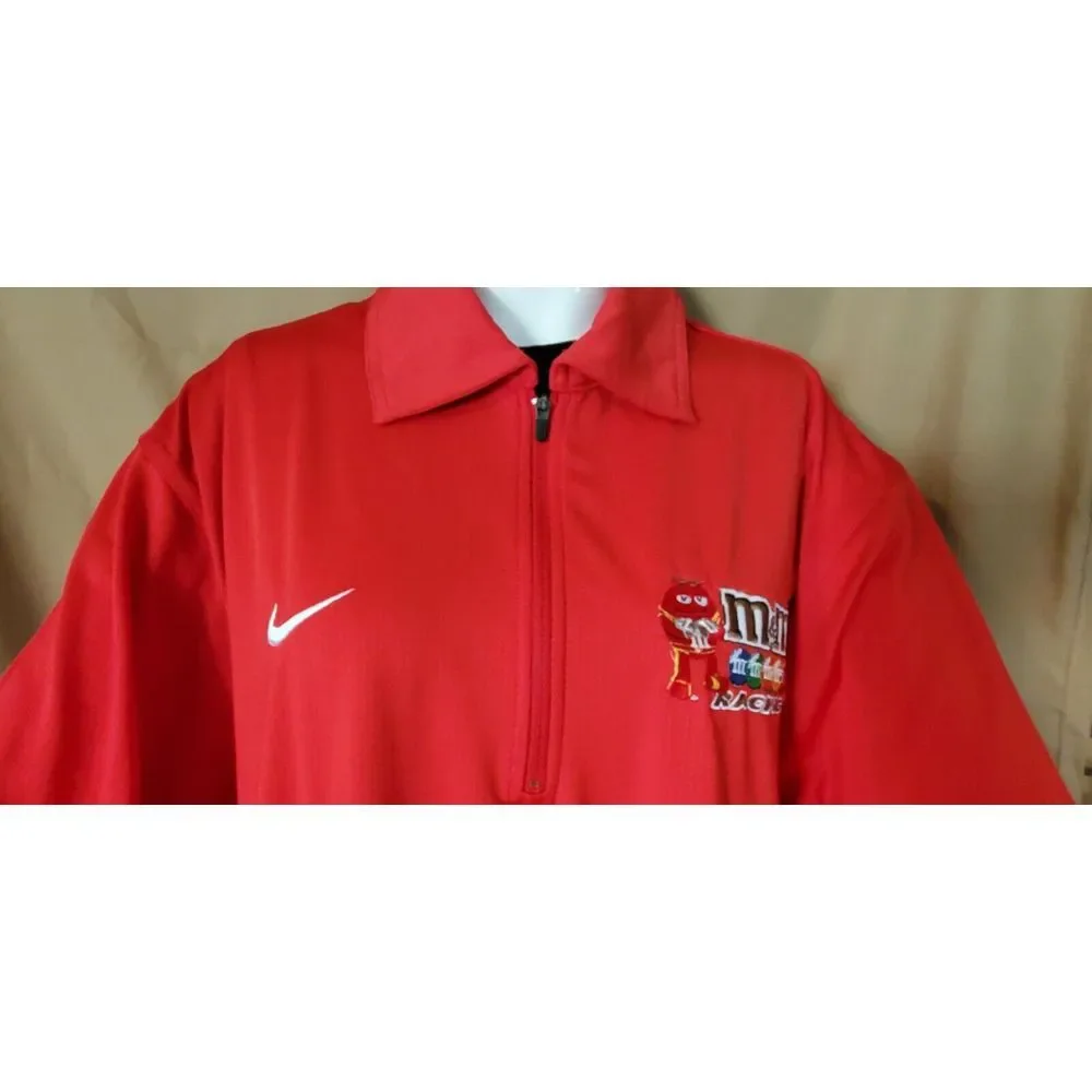 Nike Golf Dri-fit M&M's Racing Nascar Red Medium 1/4 Zipper Pull-Over Lng Sleeve